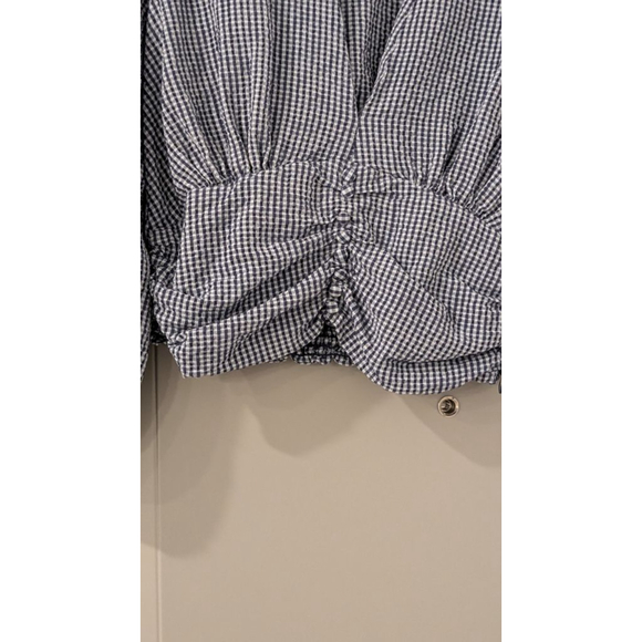 Women's ZARA Blue White Gingham Blouse S - Picture 2 of 9